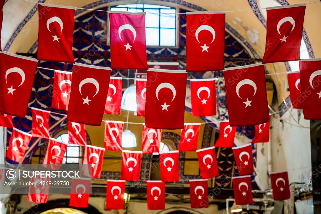 Turkish flags in Istanbul, Turkey.