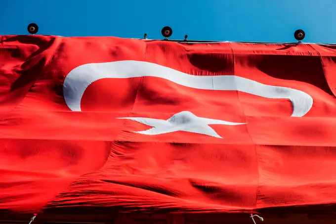 Turkish flag in Istanbul, Turkey.