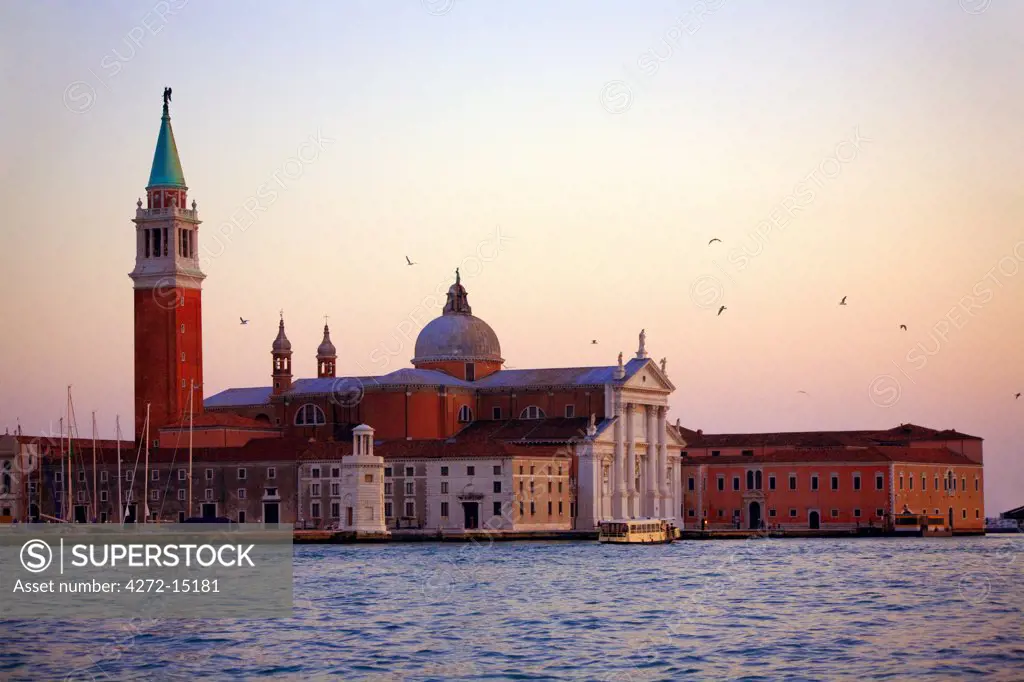 Italy, Veneto, Venice; Island of San Giorgio Maggiore with the main church dedicated to the saint.