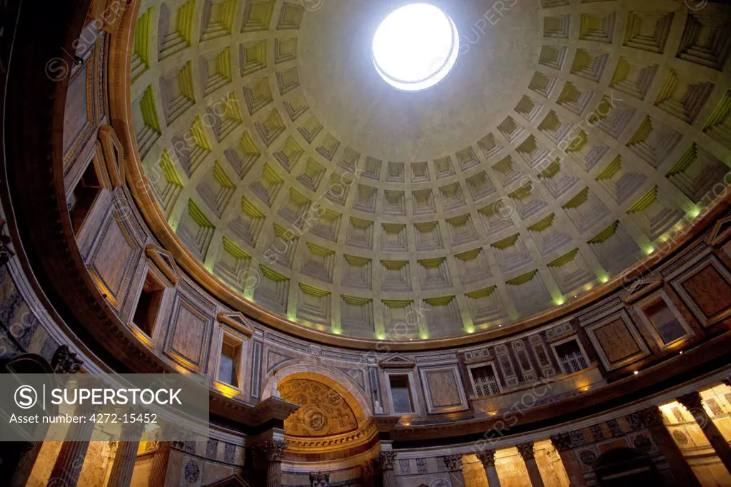 Italy, Rome; The famed Panthenon dome which until the 20th Century was the largest ever built