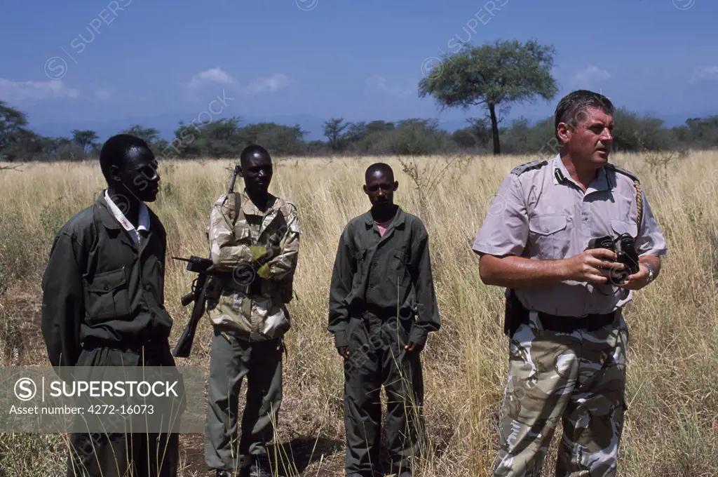 Mark Jenkins, Warden of Meru National Park, with some of his Kenya Wildlife Service rangers.