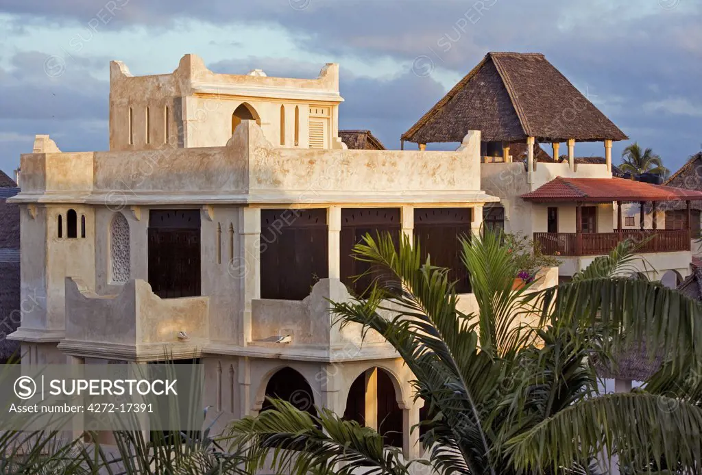 Kenya, Lamu Island, Shela. Modern houses at Shela built in traditional style.