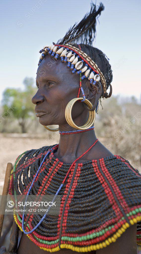 Bru Tribe / Tribal Woman Wearing Traditional Beads And Coin