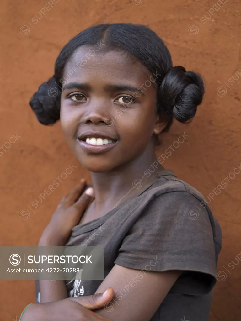 A pretty Malagasy girl at her home near Ambalavao, Madagascar