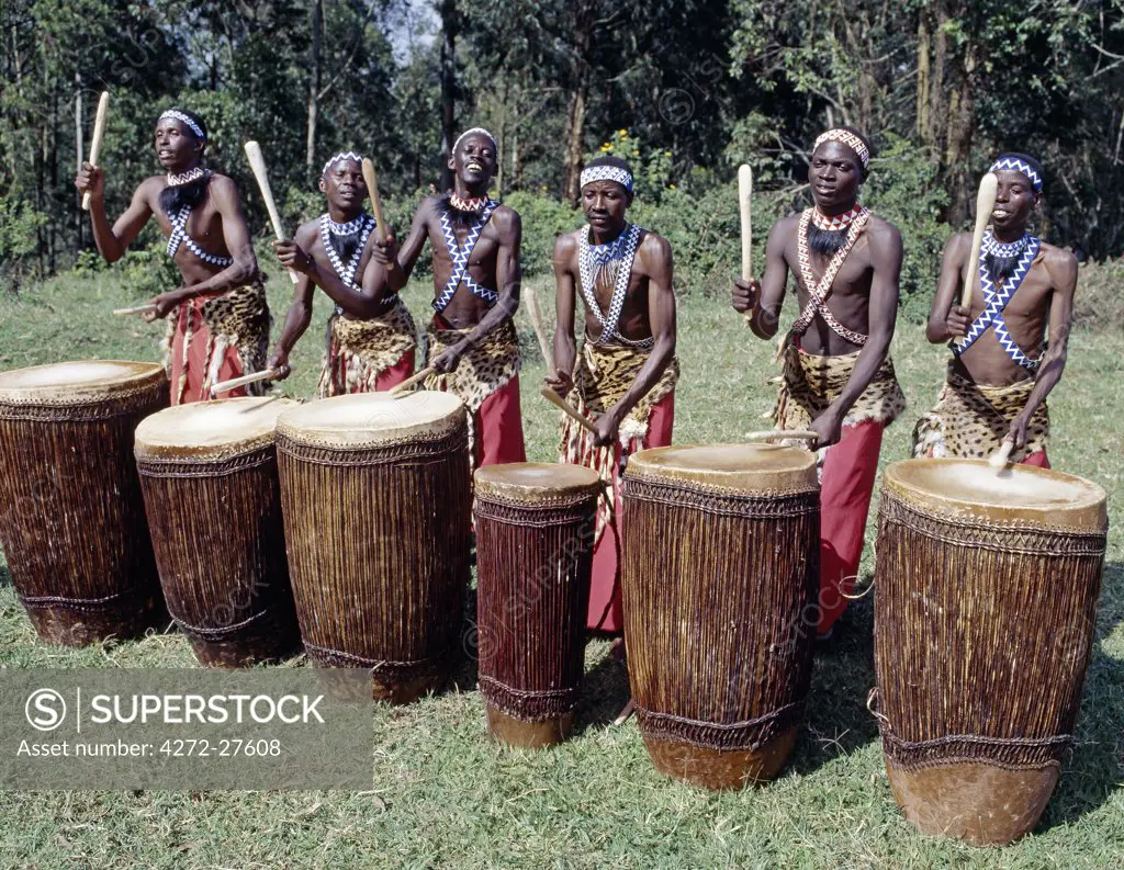 Intore drummer performs at Butare.In the days of the monarchy in Rwanda, Intore dancers were an integral part of the Royal Court. Today, several groups perform nationally and internationally. Their rhythm, movement and impressive drumming is widely acclaimed.