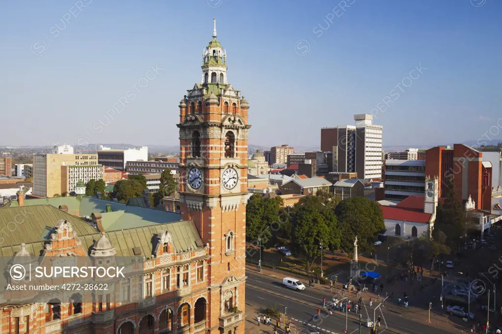 View of City Hall and downtown Pietermaritzburg, KwaZulu-Natal, South Africa