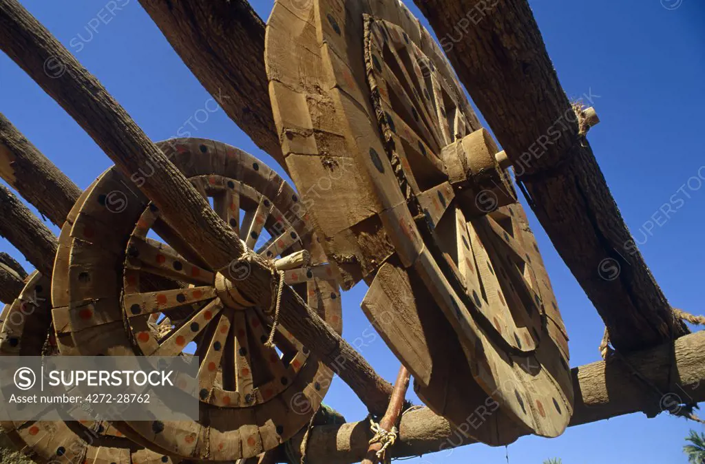 Saudi Arabia, Tabuk, Taima (aka Tayma). The Bi'r al-Haddaj is Saudi Arabai's oldest (possibly Babylonian in origin) and largest well. Camels and ropes drew water by turning approximately sixty draw-wheels placed around its rim.