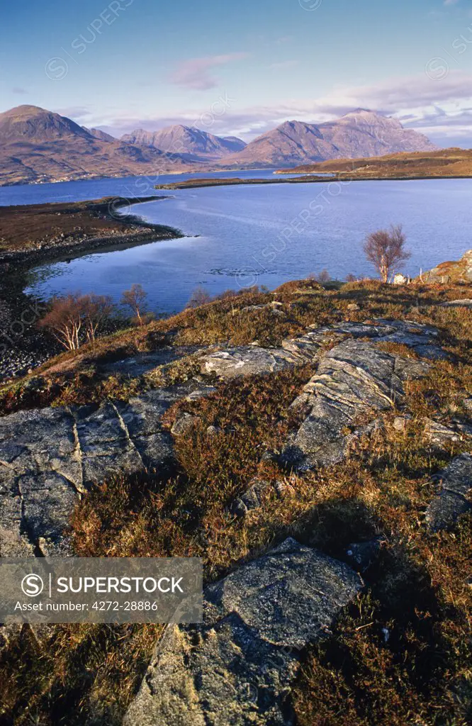 Ben Alligin and Liathach seen across Loch Torridon, Wester Ross, Scotland