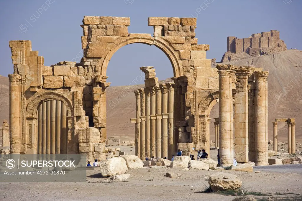 The spectacular ruined city of Palmyra, Syria. The city was at its height in the 3rd century AD but fell into decline when the Romans captured Queen Zenobia after she declared independence from Rome in 271.