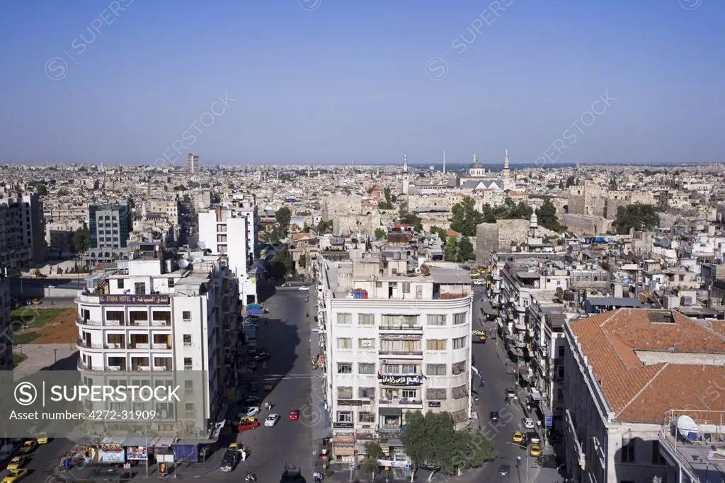 View across al- Merjeh, or Martyr's Square, in downtown Damascus, Syria