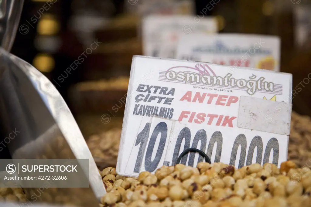 Nuts for sale in the Egyptian Bazaar, Istanbul, Turkey