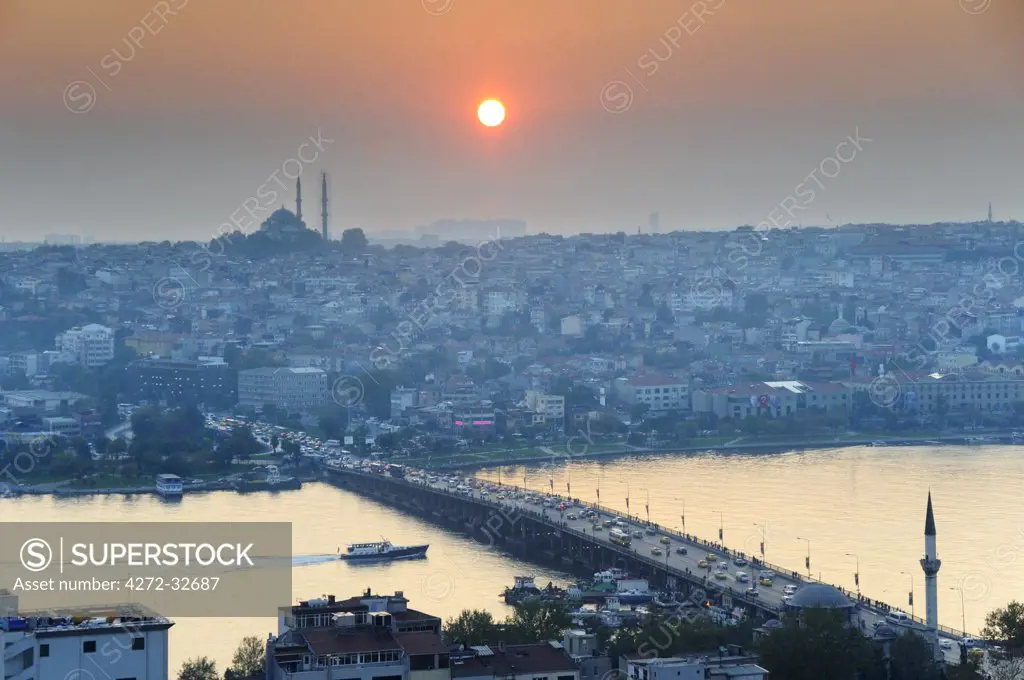 Istanbul and the Golden Horn at sunset. Turkey