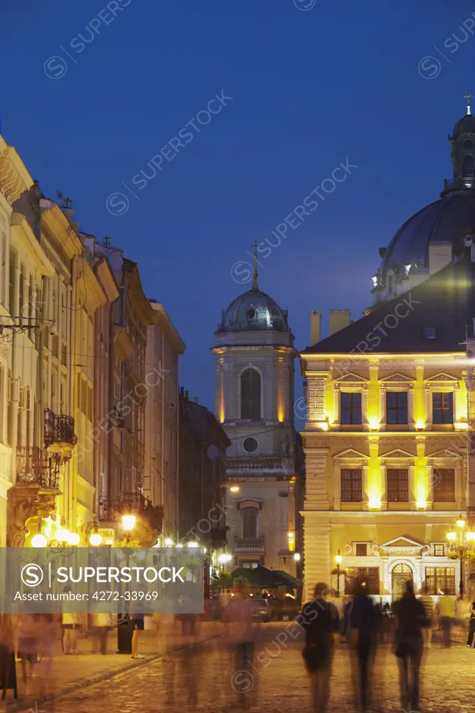 Market Square (Ploscha Rynok) at dusk, Lviv, Ukraine