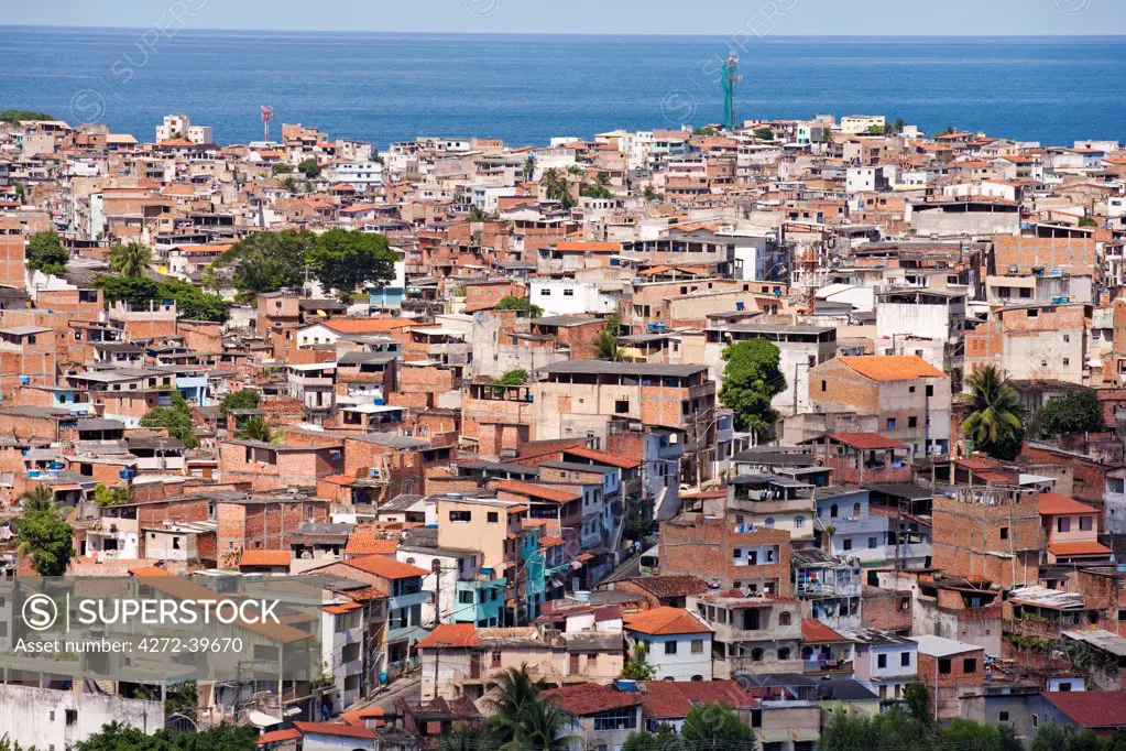 Brazil, Bahia, Salvador, A favela, slum community, in the centre of the Brazilian city of Salvador