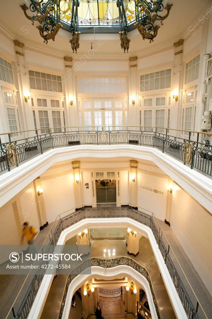 South America, Brazil, Sao Paulo, the art nouveau interior of the Bank of Brazil Cultural Center in Sao Paulo city centre