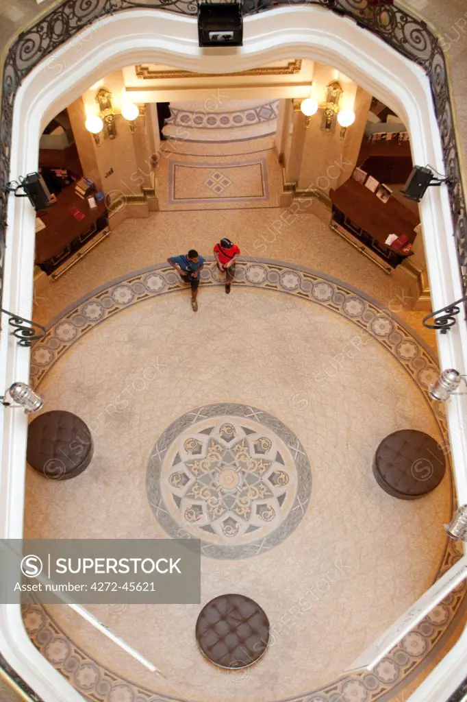 South America, Brazil, Sao Paulo; the art nouveau interior of the Bank of Brazil Cultural Center, Centro Cultural Banco do Brasil, in Sao Paulo city centre