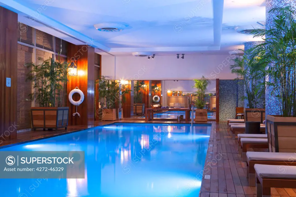 South America, Peru, Lima. The swimming pool at the Westin Hotel and Convention Center in San Isidro