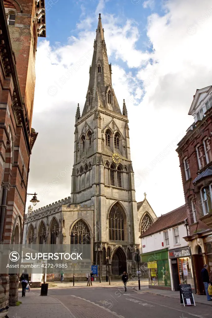 Newark, England. The tower of newarks medieval parish church.