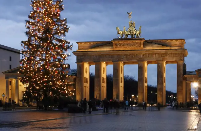 The Brandenburg Gate in Berlin at Christmas, Germany