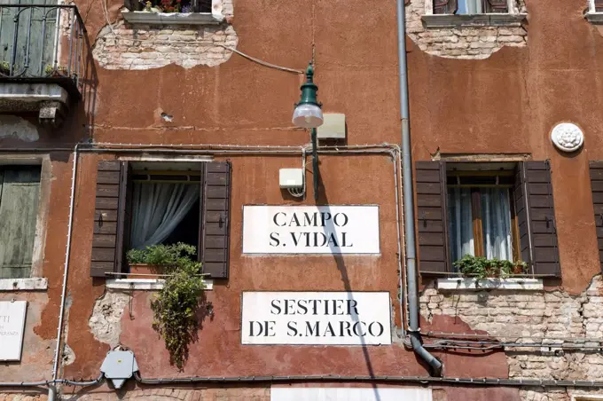 Street signs, Venice, Veneto, Italy