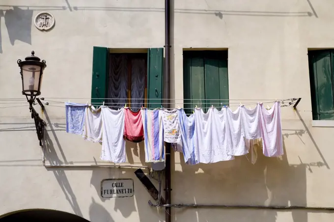 Washing line, Chioggia, Venice, Veneto, Italy