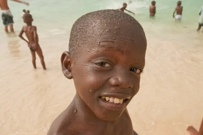 Orphan boy at Beehive Beach, Mombasa, Kenya