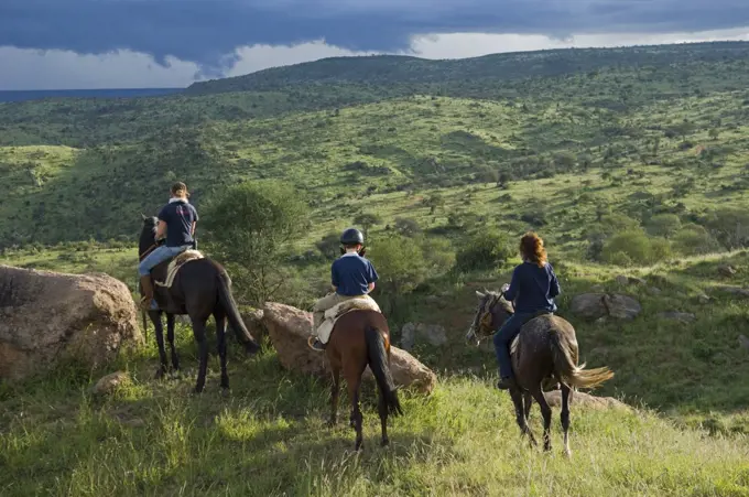 Kenya, Laikipia, Ol Malo.  Horse riding safari at Ol Malo.(MR)