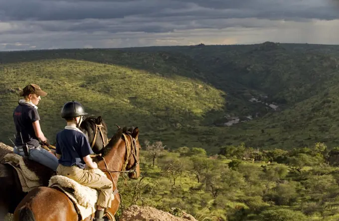 Kenya, Laikipia, Ol Malo.  Horse riding safari at Ol Malo.