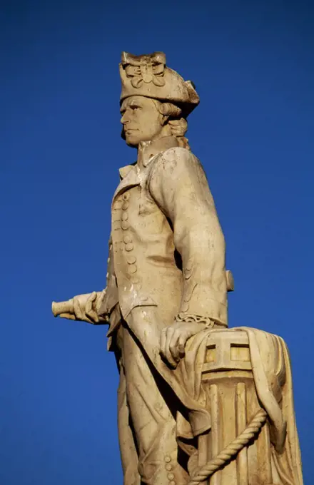 Statue of Captain Cook, Christchurch, South Island, New Zealand.