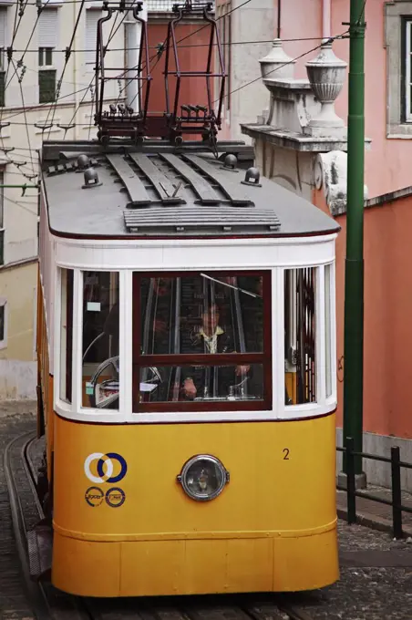 Portugal, Lisboa, Lisbon. Funicular tram in Lisbon.