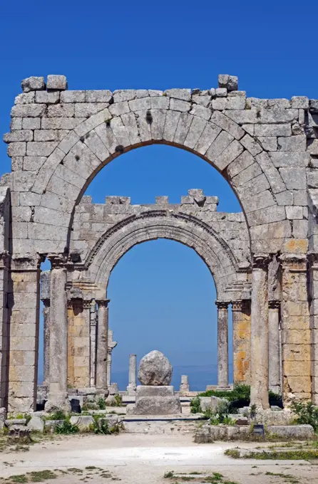 Syria, Aleppo. The church of St Simeon. The base of the column, now disappeared, on which St Simeon the stylite sat for 37 years.