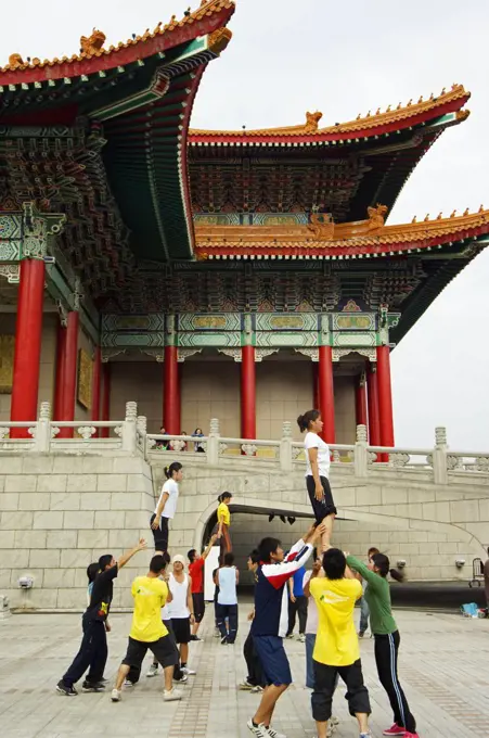 Taiwan Taipei Youngsters practising dance routine Chiang Kai shek Memorial Park