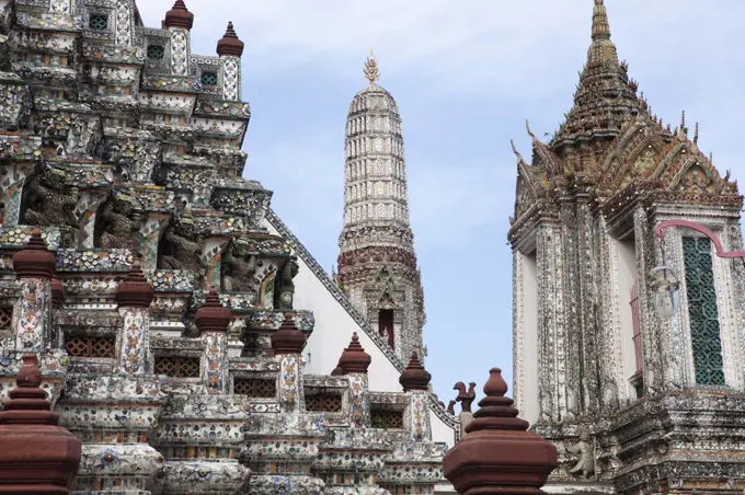 Scene around the Wat Arun temple in Bangkok Thailand.