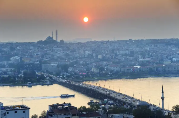 Istanbul and the Golden Horn at sunset. Turkey