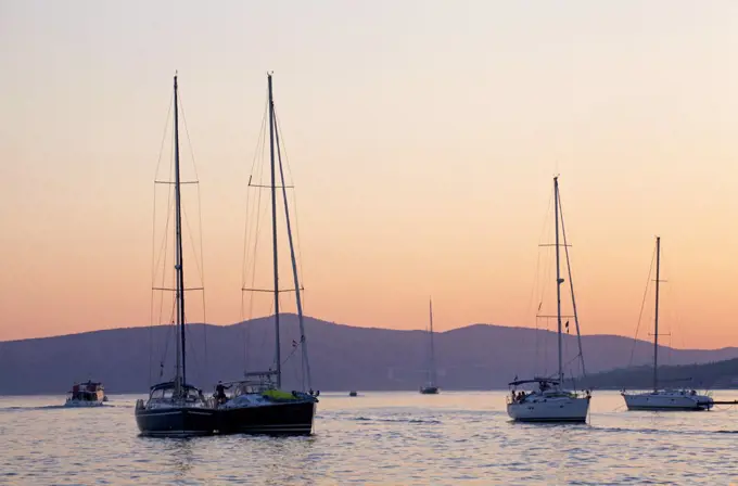 Croatia, Trogir, Central Europe. Sailng boats in the harbour