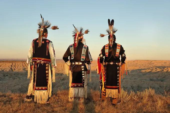 Lakota Indians in the Badlands of South Dakota, USA MR