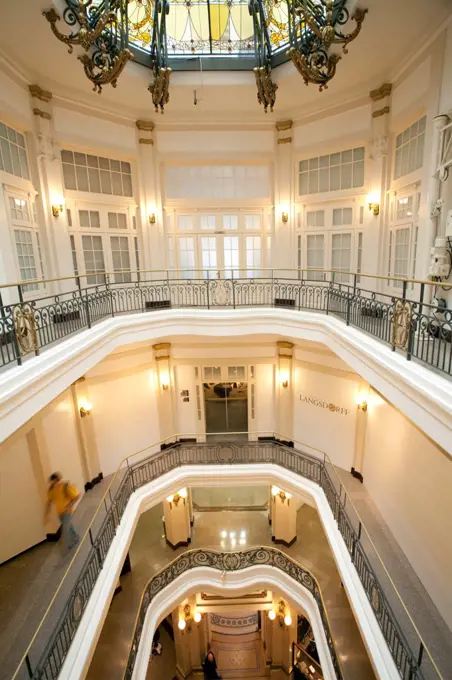 South America, Brazil, Sao Paulo, the art nouveau interior of the Bank of Brazil Cultural Center in Sao Paulo city centre