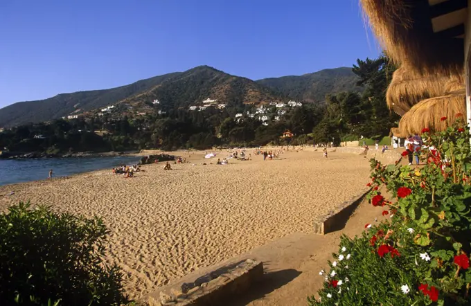 The beach at Concon, north from the city of Valparaiso, Region V, Central Chile