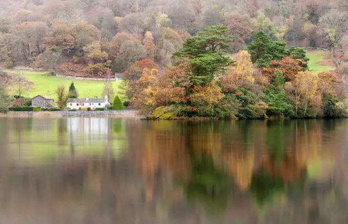 Reflections on Rydal Water, Lake District, Cumbria, UK