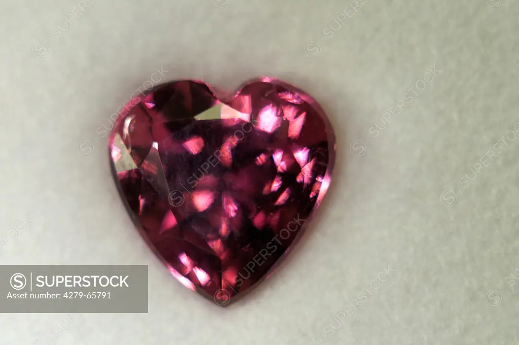 DEU, 2009: Tourmaline, cut as a heart, studio picture.