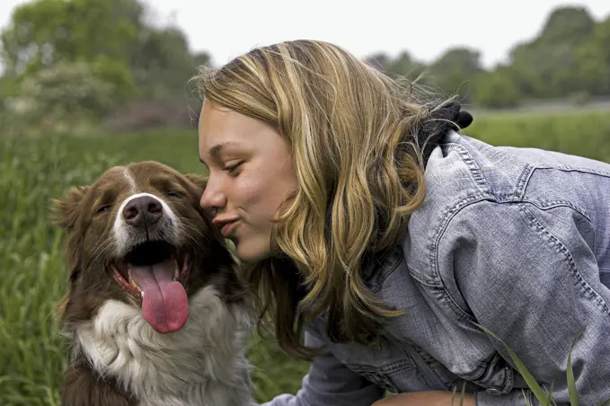 girl with Border Collie