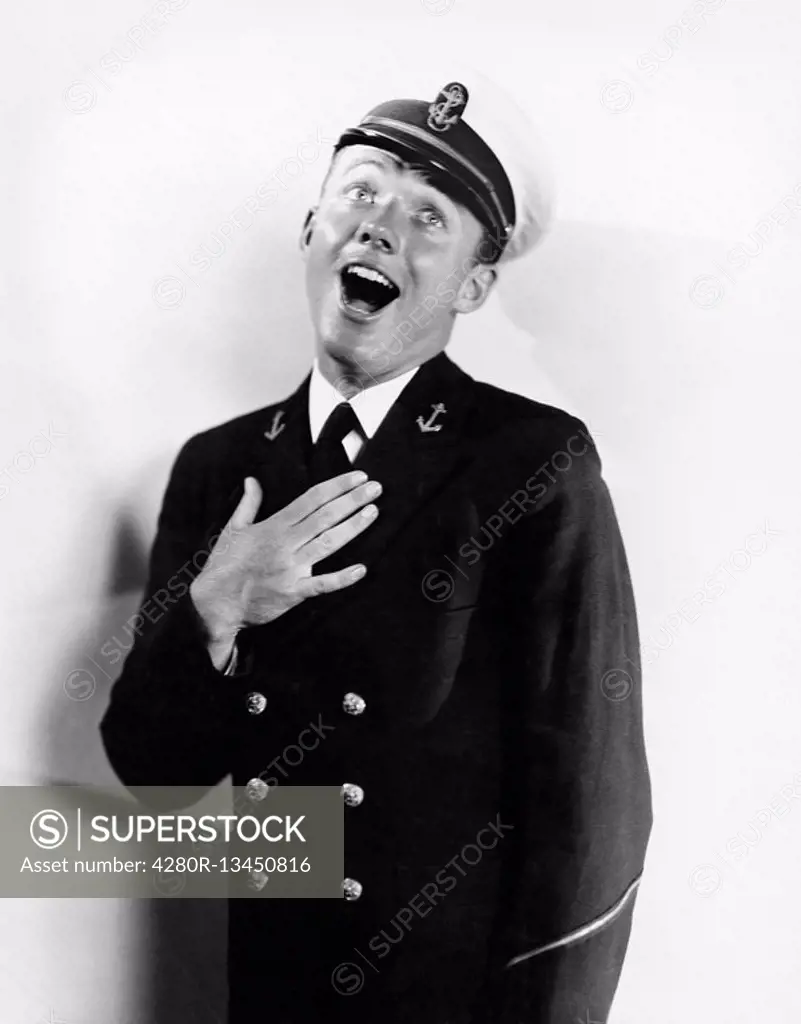 Portrait of a sailor laughing All persons depicted are not longer living and no estate exists Supplier warranties that there will be no model release ...