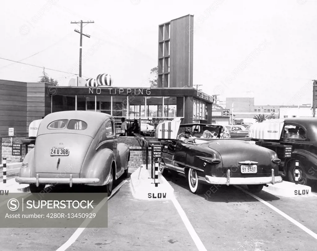 Drive-in restaurant ´The Track´, Los Angeles, CA, July 10, 1948 All persons depicted are not longer living and no estate exists Supplier warranties th...