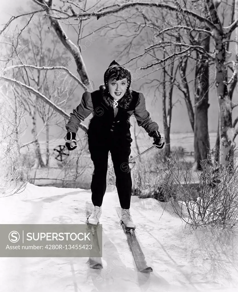 Portrait of female skier All persons depicted are not longer living and no estate exists Supplier warranties that there will be no model release issue...