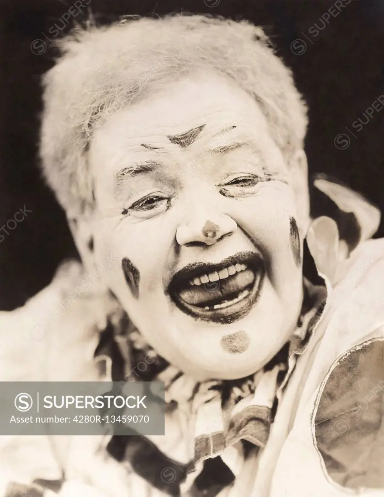 Closeup of laughing clown