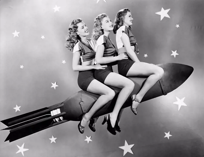 Three women sitting on a rocket All persons depicted are not longer living and no estate exists Supplier warranties that there will be no model releas...