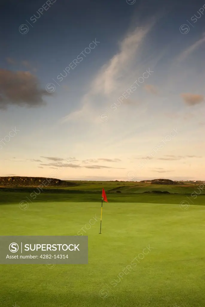 England, Northumberland, Berwick-Upon-Tweed. A view over a golf course at Berwick-Upon-Tweed. The course is the most northerly golf club in England.