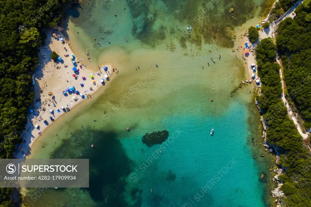 The beautiful Bella Vraka beach in Greece from above.