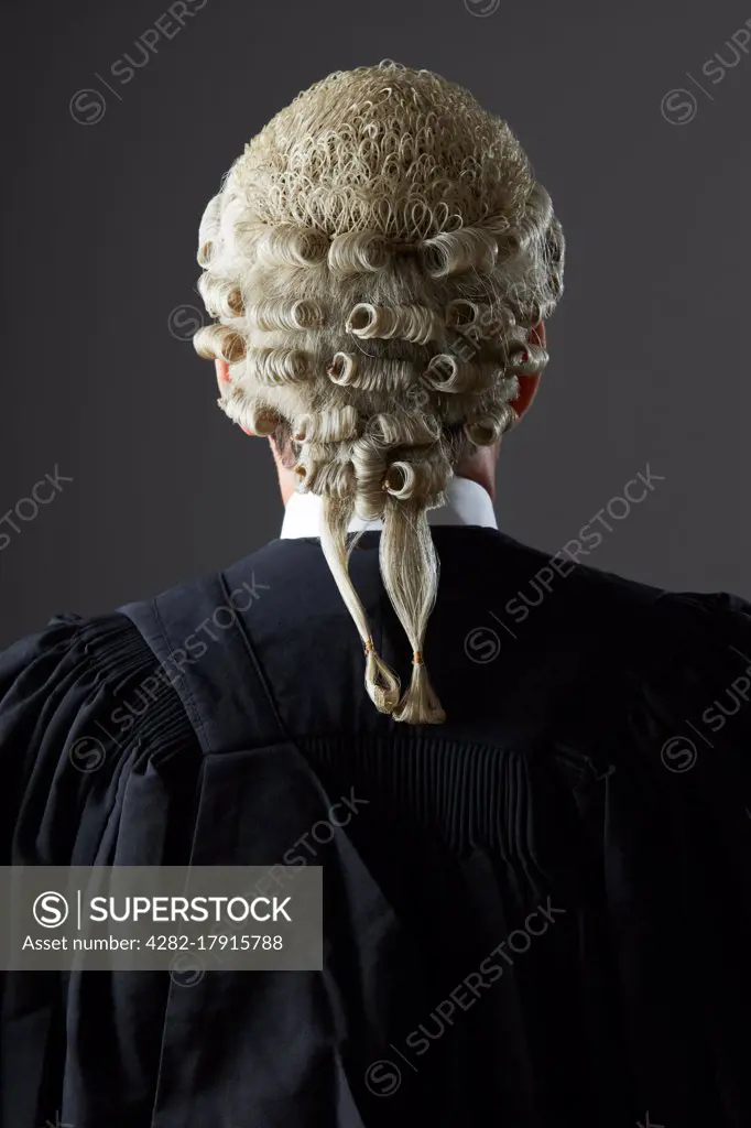 Barrister Wearing Wig And Gown From Behind