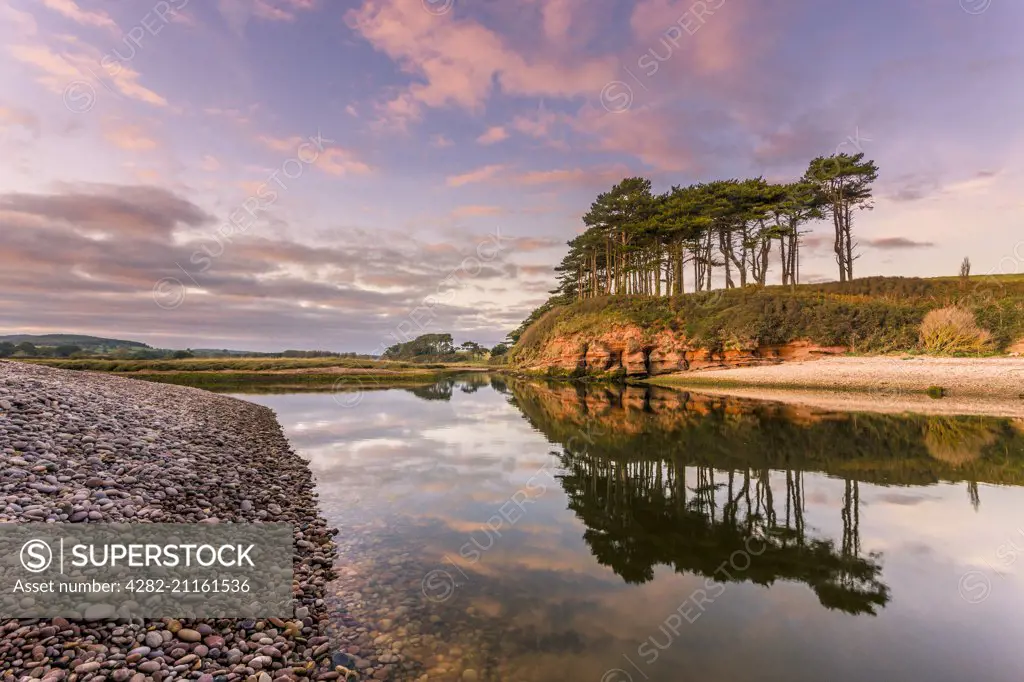 The River Otter flows into the sea at Budleigh Salterton.